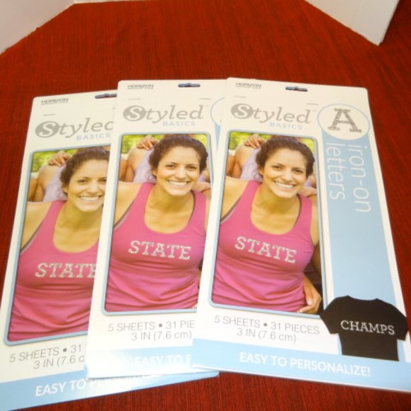 Set Of 3 Packs Iron-On Letters, w/5 Sheets Each - Picture 1 of 4